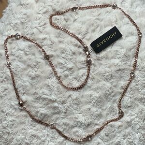 Givenchy Rose Gold and Silk Crystal 42" Strand Necklace